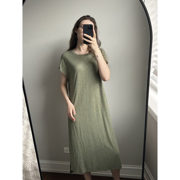 Madewell Olive Midi Shirt Dress – Button Front Utility Chic Minimalist Modern Of - Picture 3 of 6